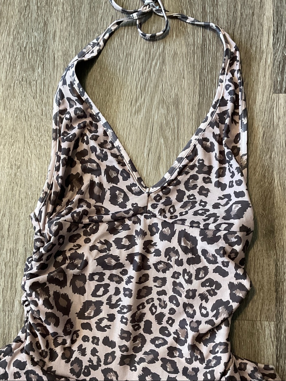 Leopard Print Halter Ruffle Romper - Picture 4 of 8
